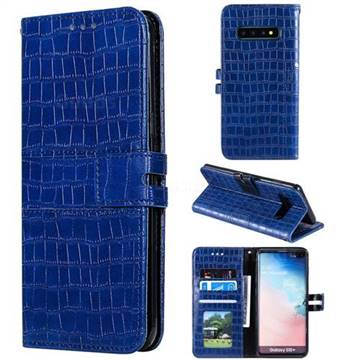 Luxury Crocodile Magnetic Leather Wallet Phone Case for Samsung Galaxy S10 Plus(6.4 inch) - Blue