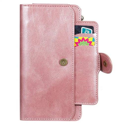 Retro Multifunction Zipper Magnetic Separable Leather Phone Case Cover ...