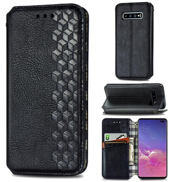 Ultra Slim Fashion Business Card Magnetic Automatic Suction Leather Flip Cover for Samsung Galaxy S10 Plus(6.4 inch) - Black