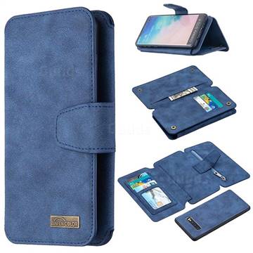 Binfen Color BF07 Frosted Zipper Bag Multifunction Leather Phone Wallet for Samsung Galaxy S10 Plus(6.4 inch) - Blue