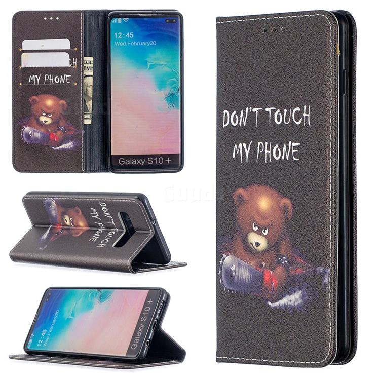 Chainsaw Bear Slim Magnetic Attraction Wallet Flip Cover for Samsung Galaxy S10 Plus(6.4 inch)