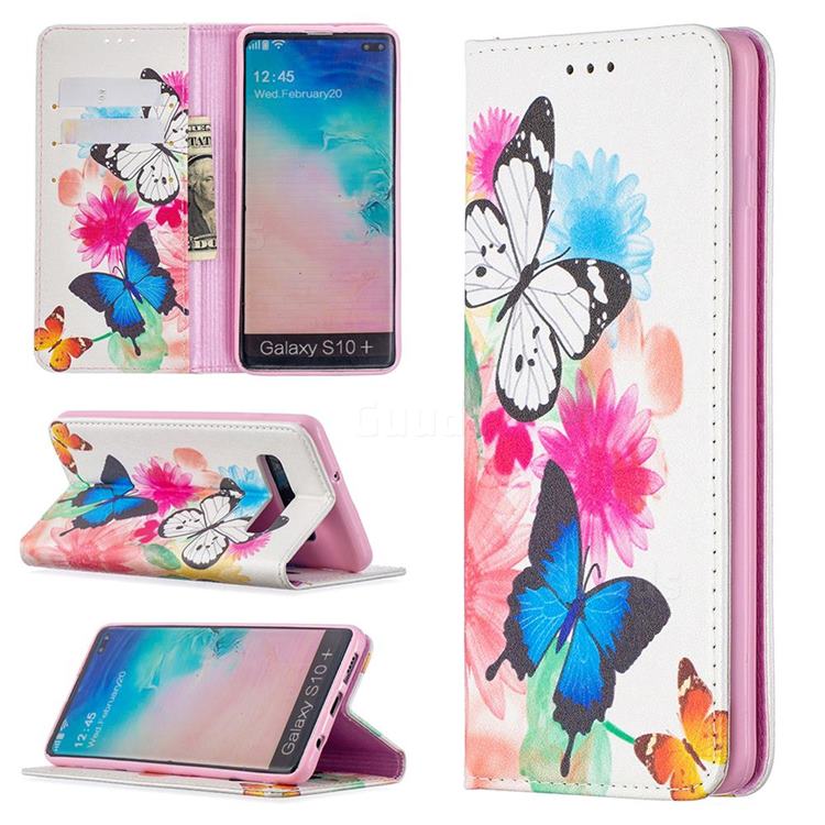 Flying Butterflies Slim Magnetic Attraction Wallet Flip Cover for Samsung Galaxy S10 Plus(6.4 inch)