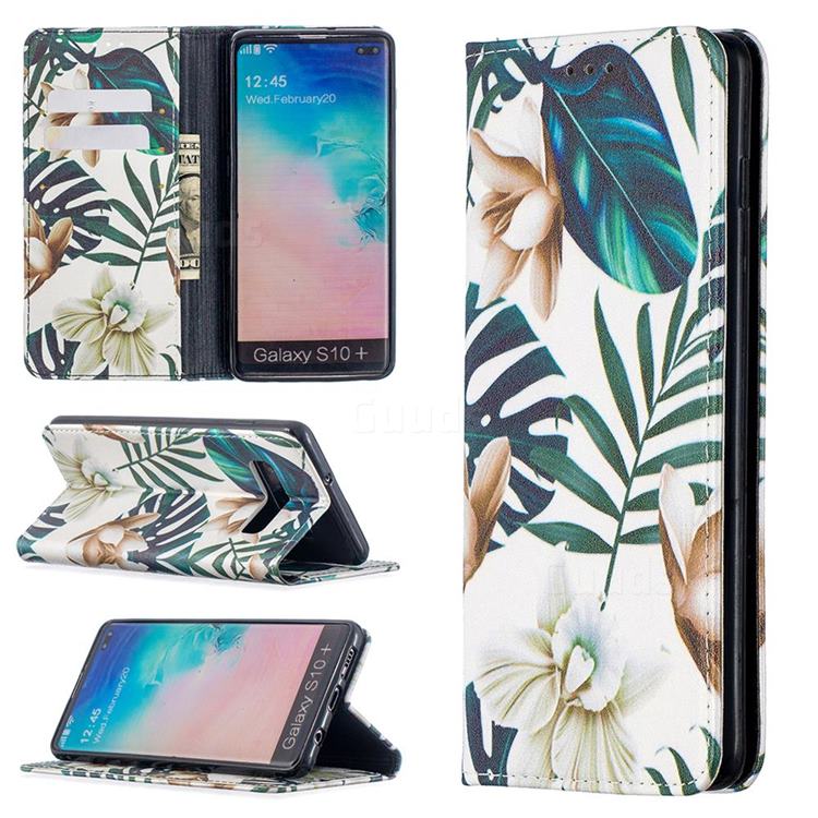 Flower Leaf Slim Magnetic Attraction Wallet Flip Cover for Samsung Galaxy S10 Plus(6.4 inch)