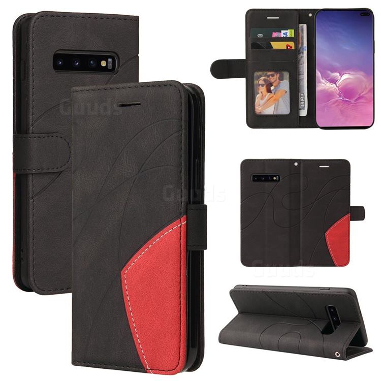 Luxury Two-color Stitching Leather Wallet Case Cover for Samsung Galaxy S10 Plus(6.4 inch) - Black