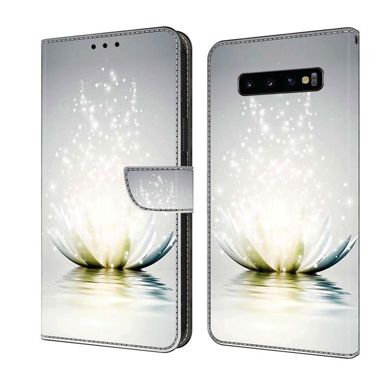 Flare lotus Crystal PU Leather Protective Wallet Case Cover for Samsung Galaxy S10 Plus(6.4 inch)