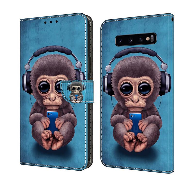 Cute Orangutan Crystal PU Leather Protective Wallet Case Cover for Samsung Galaxy S10 Plus(6.4 inch)