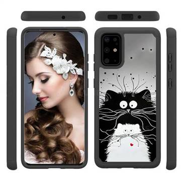 Black and White Cat Shock Absorbing Hybrid Defender Rugged Phone Case Cover for Samsung Galaxy S20 Plus / S11