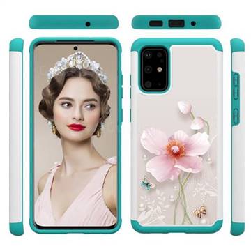 Pearl Flower Shock Absorbing Hybrid Defender Rugged Phone Case Cover for Samsung Galaxy S20 Plus / S11