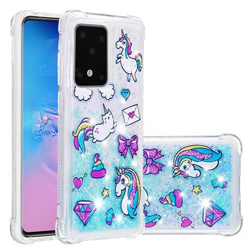 Fashion Unicorn Dynamic Liquid Glitter Sand Quicksand Star TPU Case for Samsung Galaxy S20 Plus / S11