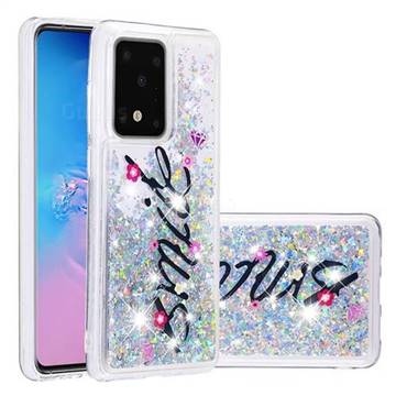 Smile Flower Dynamic Liquid Glitter Quicksand Soft TPU Case for Samsung Galaxy S20 Plus / S11