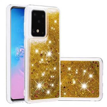 Dynamic Liquid Glitter Quicksand Sequins TPU Phone Case for Samsung Galaxy S20 Plus / S11 - Golden