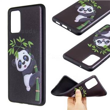 Bamboo Panda 3D Embossed Relief Black Soft Back Cover for Samsung Galaxy S20 Plus / S11