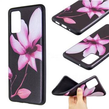 Lotus Flower 3D Embossed Relief Black Soft Back Cover for Samsung Galaxy S20 Plus / S11