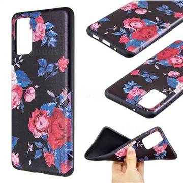 Safflower 3D Embossed Relief Black Soft Back Cover for Samsung Galaxy S20 Plus / S11