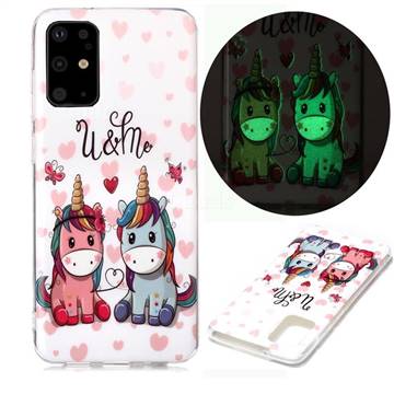Couple Unicorn Noctilucent Soft TPU Back Cover for Samsung Galaxy S20 Plus / S11
