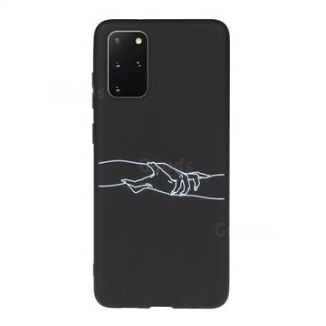 Handshake Chalk Drawing Matte Black TPU Phone Cover for Samsung Galaxy S20 Plus / S11