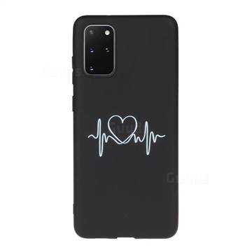 Heart Radio Wave Chalk Drawing Matte Black TPU Phone Cover for Samsung Galaxy S20 Plus / S11