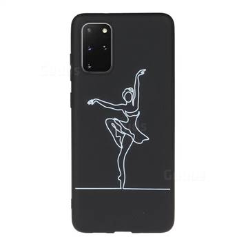 Dancer Chalk Drawing Matte Black TPU Phone Cover for Samsung Galaxy S20 Plus / S11