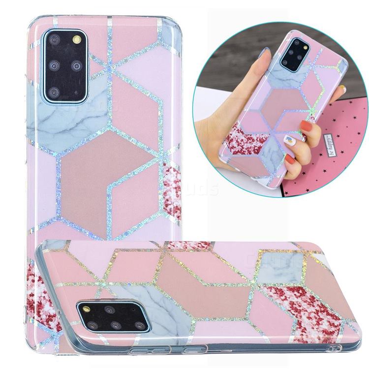 Pink Marble Painted Galvanized Electroplating Soft Phone Case Cover for Samsung Galaxy S20 Plus