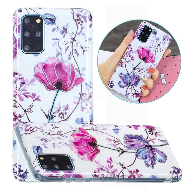 Magnolia Painted Galvanized Electroplating Soft Phone Case Cover for Samsung Galaxy S20 Plus