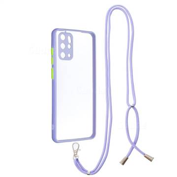 Necklace Cross-body Lanyard Strap Cord Phone Case Cover for Samsung Galaxy S20 Plus - Purple