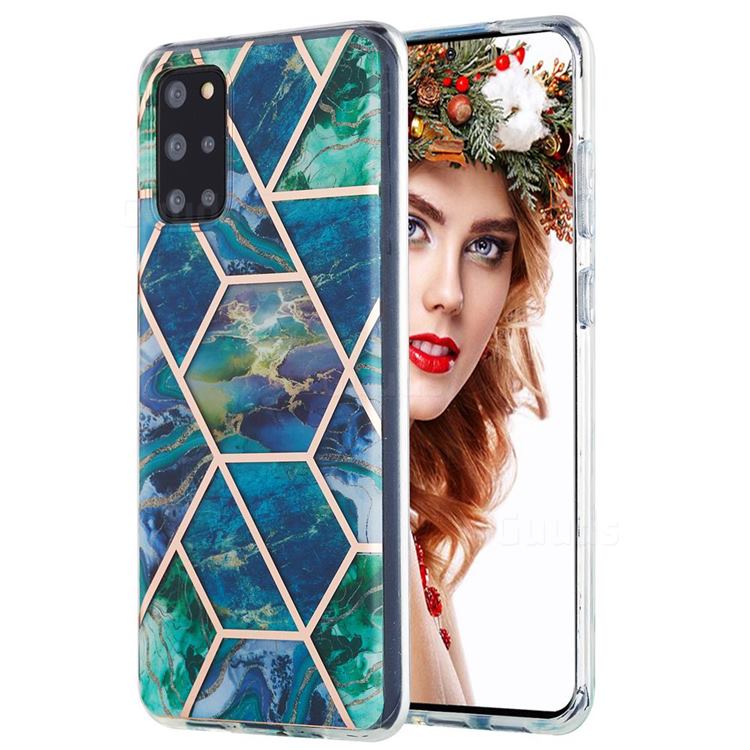 Blue Green Marble Pattern Galvanized Electroplating Protective Case Cover for Samsung Galaxy S20 Plus