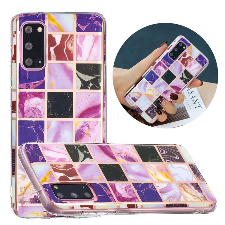 Square Puzzle Painted Marble Electroplating Protective Case for Samsung Galaxy S20 Plus