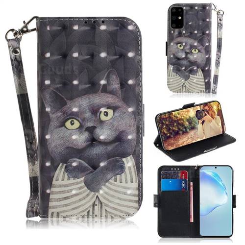 Cat Embrace 3D Painted Leather Wallet Phone Case for Samsung Galaxy S20 Plus / S11