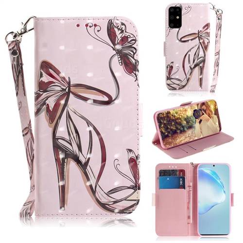 Butterfly High Heels 3D Painted Leather Wallet Phone Case for Samsung Galaxy S20 Plus / S11
