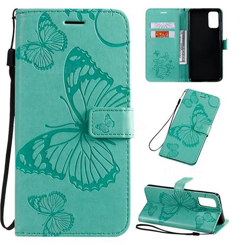 Embossing 3D Butterfly Leather Wallet Case for Samsung Galaxy S20 Plus / S11 - Green