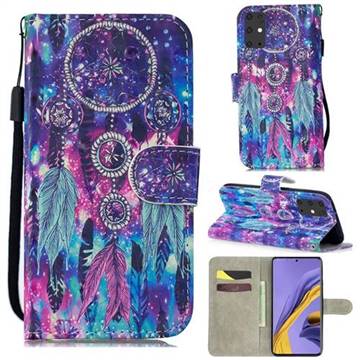 Star Wind Chimes 3D Painted Leather Wallet Phone Case for Samsung Galaxy S20 Plus / S11