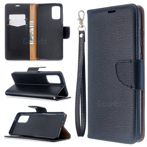 Classic Luxury Litchi Leather Phone Wallet Case for Samsung Galaxy S20 Plus / S11 - Black