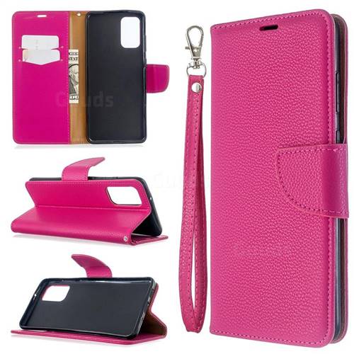 Classic Luxury Litchi Leather Phone Wallet Case for Samsung Galaxy S20 Plus / S11 - Rose