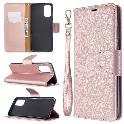 Classic Luxury Litchi Leather Phone Wallet Case for Samsung Galaxy S20 Plus / S11 - Golden
