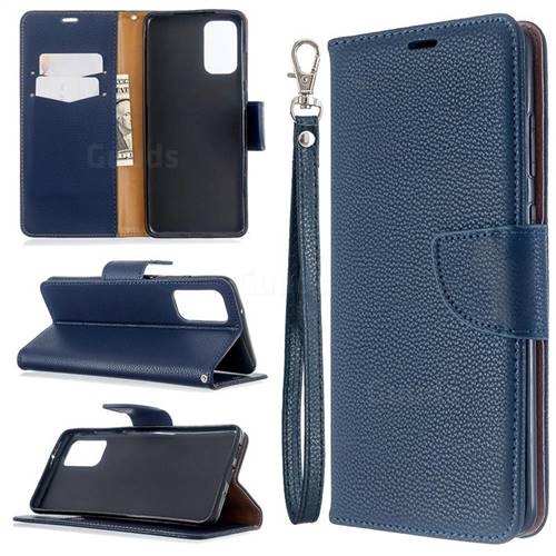 Classic Luxury Litchi Leather Phone Wallet Case for Samsung Galaxy S20 Plus / S11 - Blue