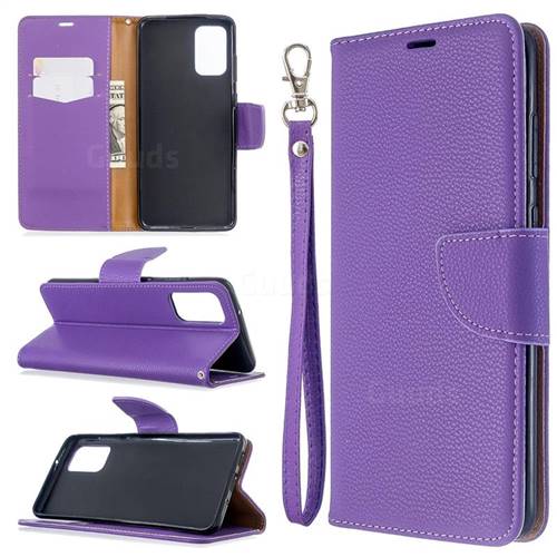 Classic Luxury Litchi Leather Phone Wallet Case for Samsung Galaxy S20 Plus / S11 - Purple