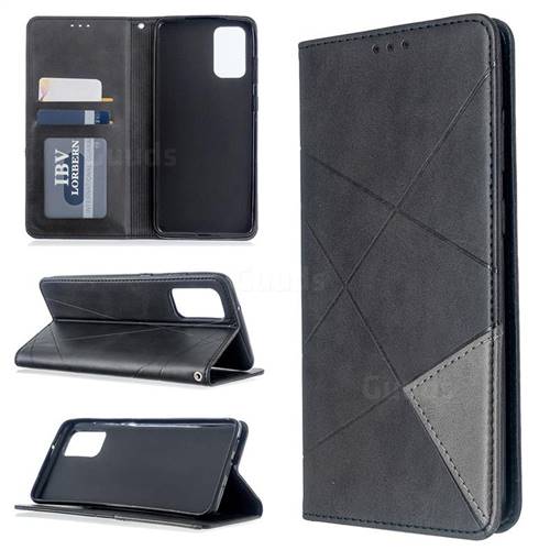 Prismatic Slim Magnetic Sucking Stitching Wallet Flip Cover for Samsung Galaxy S20 Plus / S11 - Black