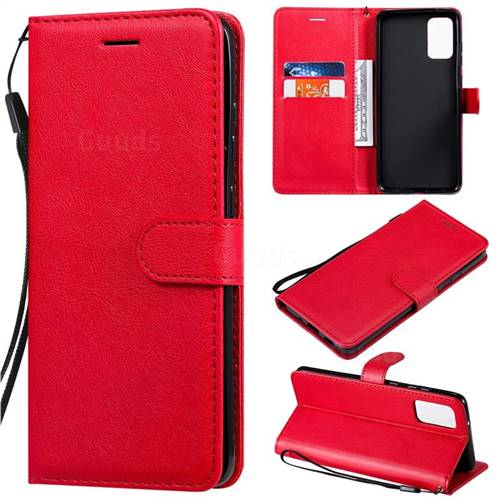 Retro Greek Classic Smooth PU Leather Wallet Phone Case for Samsung Galaxy S20 Plus / S11 - Red
