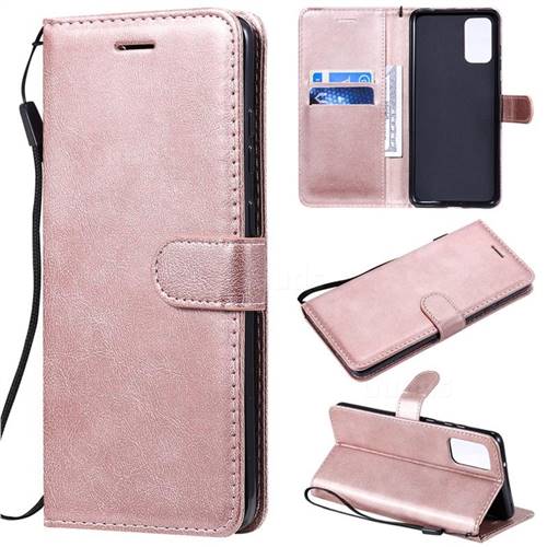 Retro Greek Classic Smooth PU Leather Wallet Phone Case for Samsung Galaxy S20 Plus / S11 - Rose Gold
