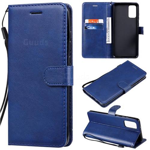 Retro Greek Classic Smooth PU Leather Wallet Phone Case for Samsung Galaxy S20 Plus / S11 - Blue