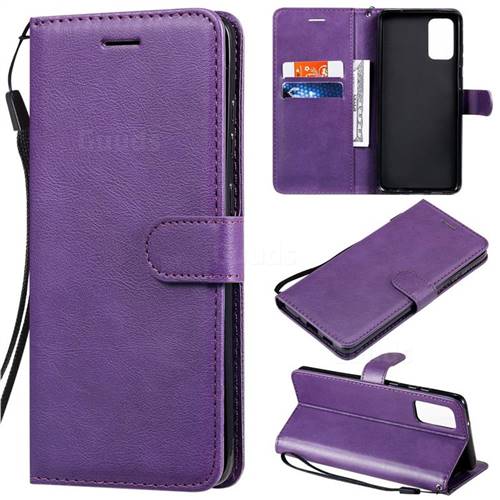 Retro Greek Classic Smooth PU Leather Wallet Phone Case for Samsung Galaxy S20 Plus / S11 - Purple