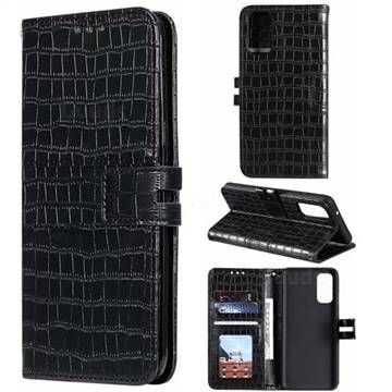 Luxury Crocodile Magnetic Leather Wallet Phone Case for Samsung Galaxy S20 Plus / S11 - Black