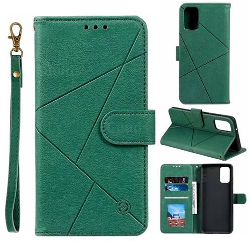 Embossing Geometric Leather Wallet Case for Samsung Galaxy S20 Plus / S11 - Green
