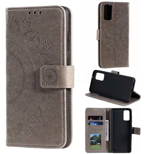 Intricate Embossing Datura Leather Wallet Case for Samsung Galaxy S20 Plus / S11 - Gray