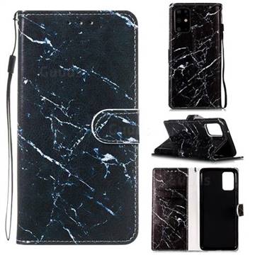 Black Marble Smooth Leather Phone Wallet Case for Samsung Galaxy S20 Plus / S11