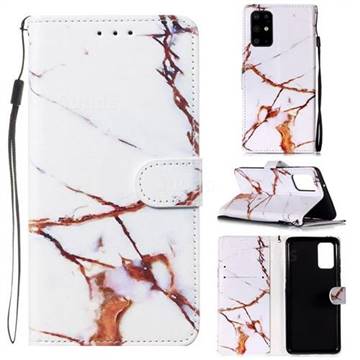 Platinum Marble Smooth Leather Phone Wallet Case for Samsung Galaxy S20 Plus / S11
