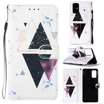 Triangle Marble Smooth Leather Phone Wallet Case for Samsung Galaxy S20 Plus / S11