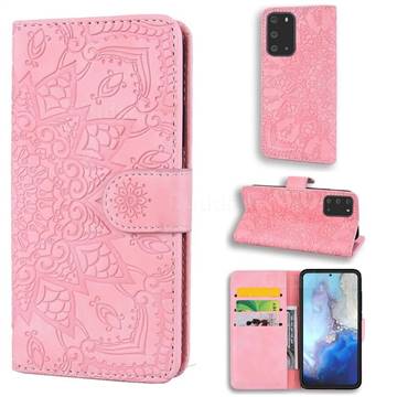 Retro Embossing Mandala Flower Leather Wallet Case for Samsung Galaxy S20 Plus / S11 - Pink