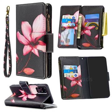 Lotus Flower Binfen Color BF03 Retro Zipper Leather Wallet Phone Case for Samsung Galaxy S20 Plus / S11