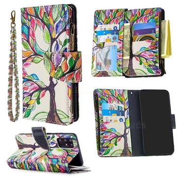 The Tree of Life Binfen Color BF03 Retro Zipper Leather Wallet Phone Case for Samsung Galaxy S20 Plus / S11